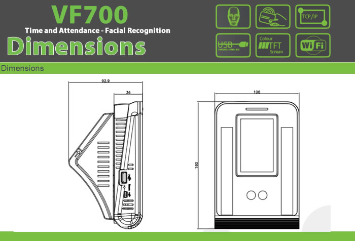 VF700 Facial Recognition and Biometric Time Attendance Product